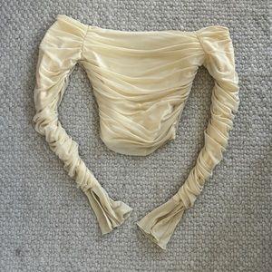 Danielle Guizio mesh ruched blouse